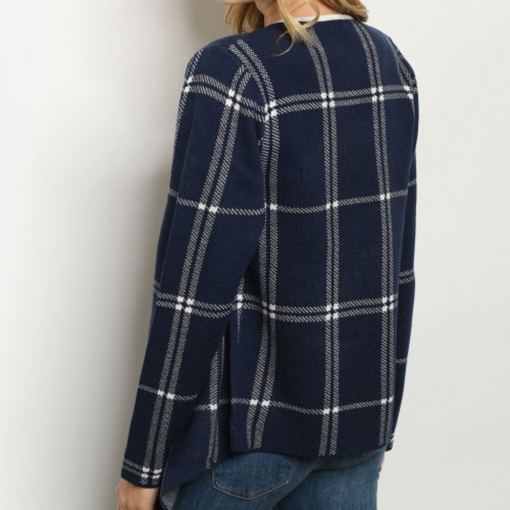 Blue & White checkered jacket / Cardigan - Picture 2 of 5